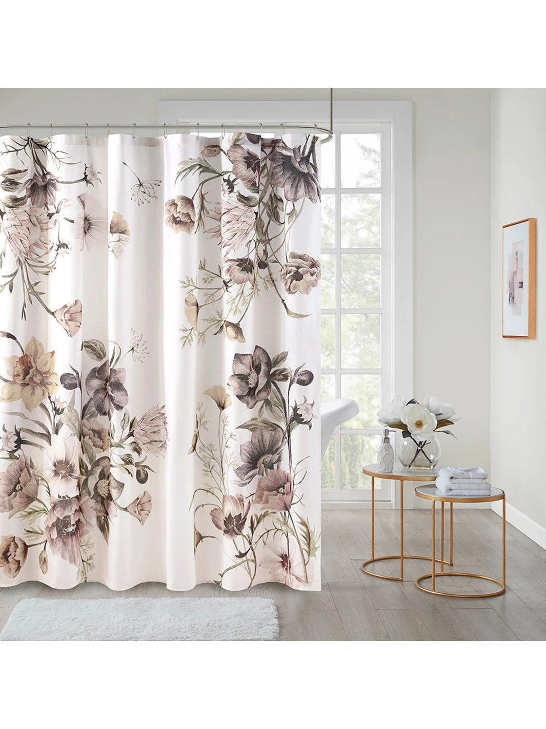 Cassandra Blush Floral Shower Curtain