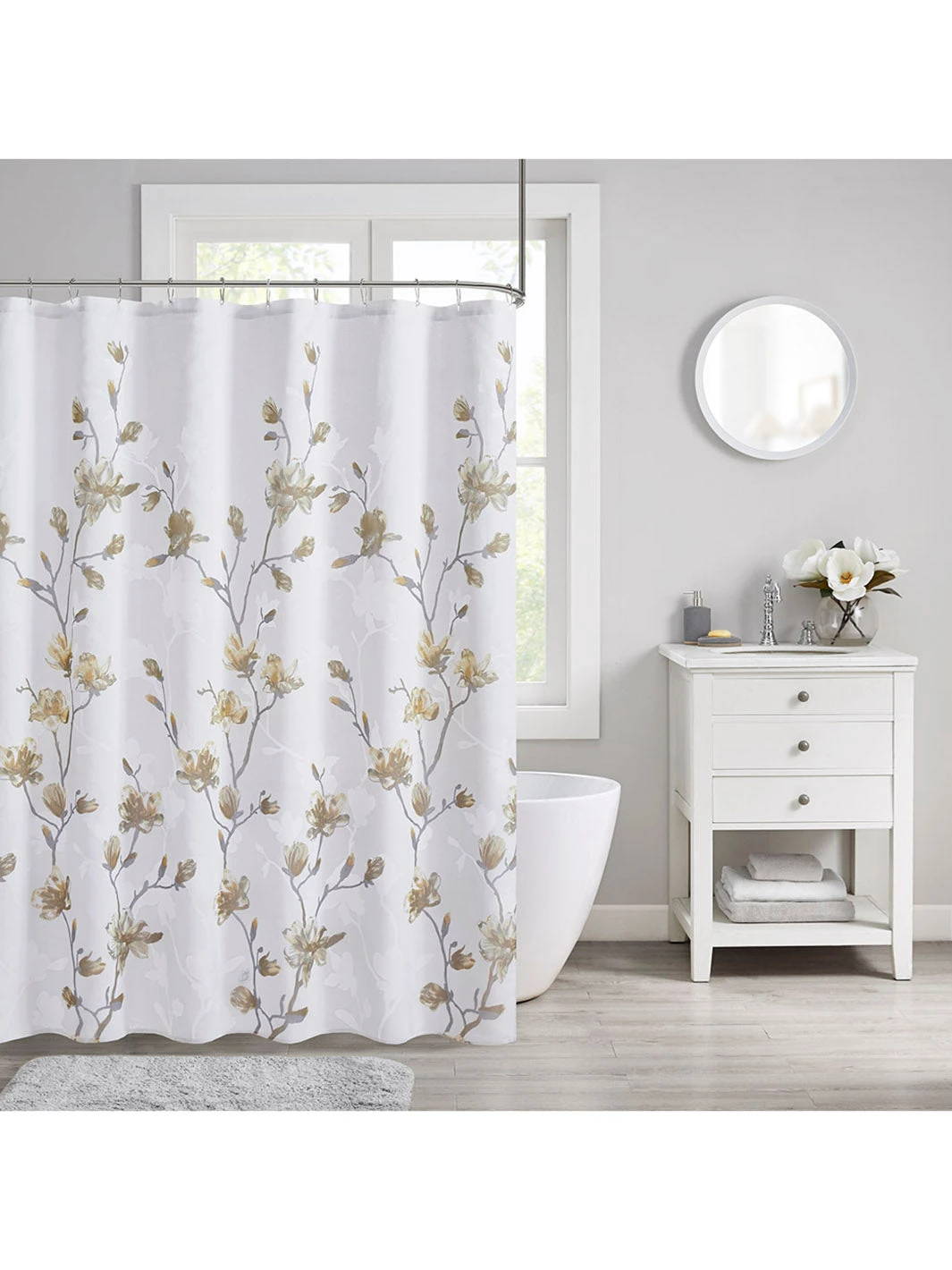 Magnolia Devore Floral Shower Curtain 7 Magnolia Devore Floral Shower Curtain - Image 7