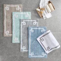 Evan Bordered Bath Rug -Madison Park Shop EvanWhiteBathR 1754580 3