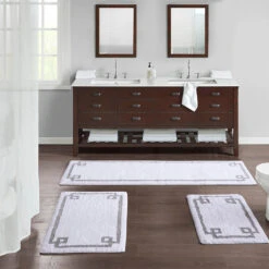 Evan Bordered Bath Rug -Madison Park Shop EvanWhiteBathR 1754580 6