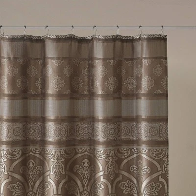 Dennie Jacquard Shower Curtain Brown 1 Dennie Jacquard Shower Curtain Brown