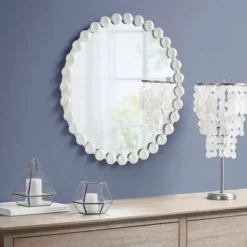 27" Marlowe Beaded Round Wall Mirror White - Madison Park -Madison Park Shop GUEST 01db13bc a37e 4d86 8713 d4b0be0dacd8