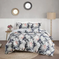 Sorrel Full/Queen 3pc Cotton Printed Reversible Coverlet Set Dark Blue -Madison Park Shop GUEST 034b6eda b03b 4009 ab2f f9994379f6c1