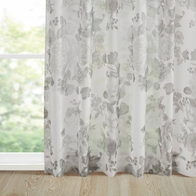 Fleur Printed Floral Rod Pocket And Back Tab Voile Sheer 3 Fleur Printed Floral Rod Pocket And Back Tab Voile Sheer - Image 3