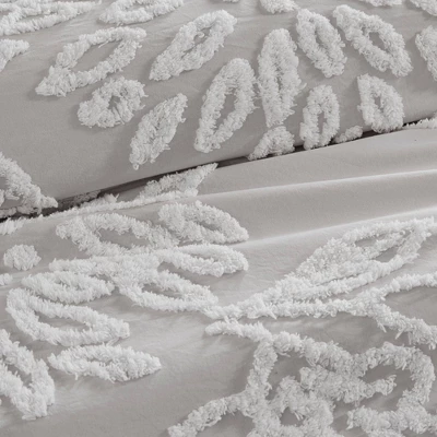 Danica Tufted Cotton Chenille Floral Duvet Cover Set - Madison Park 6 Danica Tufted Cotton Chenille Floral Duvet Cover Set - Madison Park - Image 6