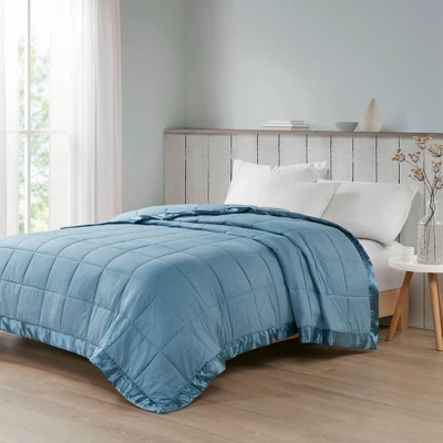 Parkman Oversized Down Alternative With Satin Trim Bed Blanket Slate Blue 1 Parkman Oversized Down Alternative With Satin Trim Bed Blanket Slate Blue