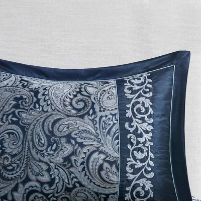 Martha Jacquard Comforter Set Navy - Madison Park 6 Martha Jacquard Comforter Set Navy - Madison Park - Image 6