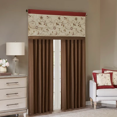 50"x18" Monroe Embroidered Window Valance Red - Madison Park 5 50"x18" Monroe Embroidered Window Valance Red - Madison Park - Image 5