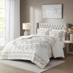 3pc Valeria Tufted Cotton Chenille Duvet Cover Set