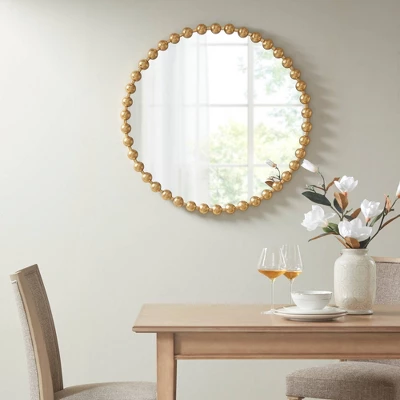 36" Dia Marlowe Round Decorative Wall Mirror Gold 2 36" Dia Marlowe Round Decorative Wall Mirror Gold - Image 2