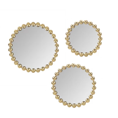 3pc Marlowe Gold Beaded Round Wall Mirror Set - Madison Park 1 3pc Marlowe Gold Beaded Round Wall Mirror Set - Madison Park