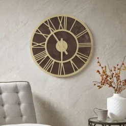 23.6" Mason Wood Wall Clock Brown/Gold - Madison Park -Madison Park Shop GUEST 3ecd0139 c6f6 4d57 a27c 6a58005c6fb8