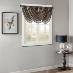 46"x38" Gail Faux Silk Waterfall Embellished Valance -Madison Park Shop GUEST 4722a271 269e 45e3 9465 9aa157e3b8ca