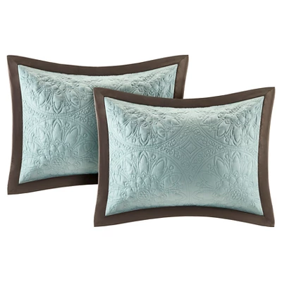 Camila 9 Piece Quilted Comforter Set - Blue (Queen) 2 Camila 9 Piece Quilted Comforter Set - Blue (Queen) - Image 2