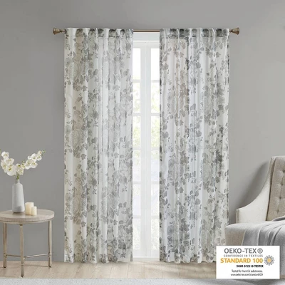 Fleur Printed Floral Rod Pocket And Back Tab Voile Sheer 10 Fleur Printed Floral Rod Pocket And Back Tab Voile Sheer - Image 10