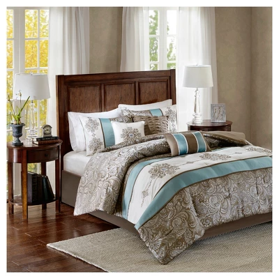 Sharon 7pc Polyester Jacquard Comforter Bedding Set With Bedskirt 8 Sharon 7pc Polyester Jacquard Comforter Bedding Set With Bedskirt - Image 8