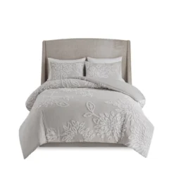 Danica Tufted Cotton Chenille Floral Duvet Cover Set - Madison Park