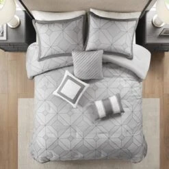 7pc Ollie Jacquard Comforter Set Gray - Madison Park -Madison Park Shop GUEST 515b4407 f73c 446b 80ce f10bc0e93f67