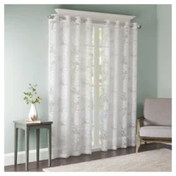 Maui Palm Leaf Burnout Window Sheer White -Madison Park Shop GUEST 52ceb999 c974 455e a690 7139caa34bee
