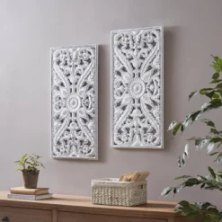 (Set Of 2) 15.5" X 31.5" Botanical Wood Carved Wall Panel White 9 (Set Of 2) 15.5" X 31.5" Botanical Wood Carved Wall Panel White -Madison Park Shop GUEST 53613693 7e9c 4ebb b141 5637a0c3d8c3