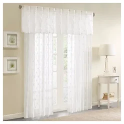 50"x18" Sheer Vera Embroidered Window Valance White - Madison Park -Madison Park Shop GUEST 57498341 88eb 4a65 af8b 7f0c5167ec4a