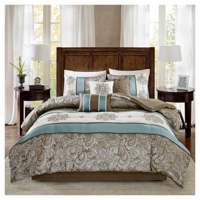 Sharon 7pc Polyester Jacquard Comforter Bedding Set With Bedskirt 1 Sharon 7pc Polyester Jacquard Comforter Bedding Set With Bedskirt