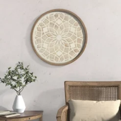 Leah Round Two-Tone Medallion Wall Decor Natural/White - Madison Park -Madison Park Shop GUEST 701a29c2 b2f3 40da 8f60 302c8486f6ff