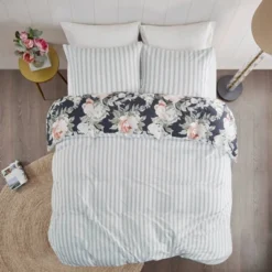 Sorrel Full/Queen 3pc Cotton Printed Reversible Coverlet Set Dark Blue -Madison Park Shop GUEST 73b5987b 6b28 4b58 a8f0 0dbab8e8bb02