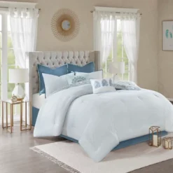 8pc Lian Cotton Printed Reversible Comforter Set Blue -Madison Park Shop GUEST 780ee4f7 4f59 4dbc a96a 9ef58e0cf1bc