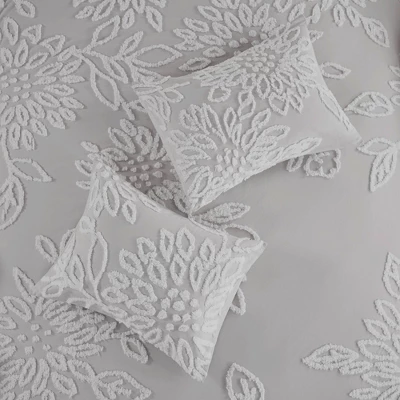 Danica Tufted Cotton Chenille Floral Duvet Cover Set - Madison Park 8 Danica Tufted Cotton Chenille Floral Duvet Cover Set - Madison Park - Image 8
