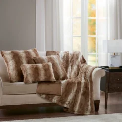 60"x70" Oversized Marselle Faux Fur Throw Blanket - Madison Park