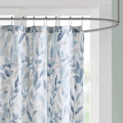 Leisha Botanical Printed Shower Curtain Blue 2 Leisha Botanical Printed Shower Curtain Blue - Image 2