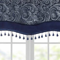 50"x18" Valerie Jacquard Room Darkening Window Curtain Panel With Beads Navy -Madison Park Shop GUEST 886d8654 d979 4610 96c9 5dabe9119fcd