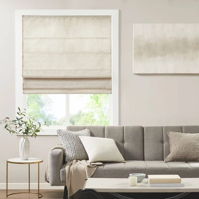 Aberdeen Printed Faux Silk Room Darkening Cordless Roman Blinds And Shade Ivory 9 Aberdeen Printed Faux Silk Room Darkening Cordless Roman Blinds And Shade Ivory - Image 9