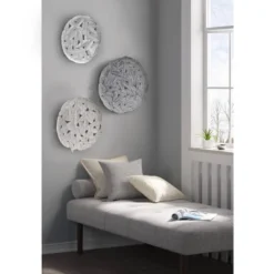 3pc Round Jax Feather Painted Iron Wall Decor Panel Set Gray - Madison Park -Madison Park Shop GUEST 9b619d65 8db0 4f95 a445 4ed0ed97e21b