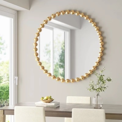 36" Dia Marlowe Round Decorative Wall Mirror Gold 1 36" Dia Marlowe Round Decorative Wall Mirror Gold