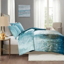3pc Full/Queen Midnight Sky Metallic Print Duvet Set Navy - Madison Park -Madison Park Shop GUEST a2ed0403 cfbc 4772 bdbb abba85a5fbc6