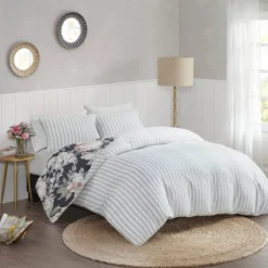 Sorrel Full/Queen 3pc Cotton Printed Reversible Coverlet Set Dark Blue -Madison Park Shop GUEST a553a44b ea2d 44a3 bf43 1d1d73e45b16