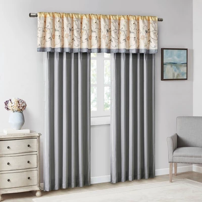 1pc 50"x84" Room Darkening Monroe Embroidered Curtain Panel Yellow - Madison Park 3 1pc 50"x84" Room Darkening Monroe Embroidered Curtain Panel Yellow - Madison Park - Image 3