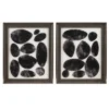 2pc Skipping Stones Geo UV Printed Shadowbox Wall Art Set Black - Madison Park