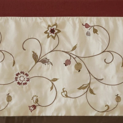 50"x18" Monroe Embroidered Window Valance Red - Madison Park 3 50"x18" Monroe Embroidered Window Valance Red - Madison Park - Image 3