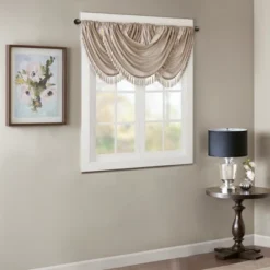 46"x38" Gail Faux Silk Waterfall Embellished Valance -Madison Park Shop GUEST b87877e8 fc7d 4e1f 93fd 9069e6110d2f