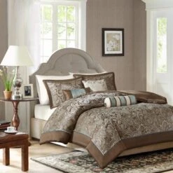 Madison Park 6pc King Charlotte Duvet Set Blue/Brown