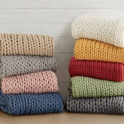 50"x60" Chunky Double Knit Handmade Throw Blanket - Madison Park -Madison Park Shop GUEST c601892e 4752 43ba a79c 601ce05e31e3