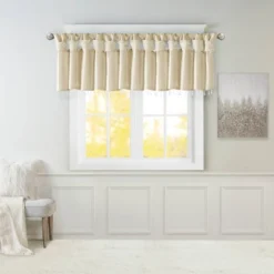 26"x50" Lillian Faux Silk Twisted Tab Valance With Beads 22 26"x50" Lillian Faux Silk Twisted Tab Valance With Beads -Madison Park Shop GUEST c9003f96 3011 481f b12d c62677b482a1