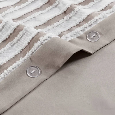 Madison Park 3pc River Clipped Jacquard Duvet Cover Set Off-White 6 Madison Park 3pc River Clipped Jacquard Duvet Cover Set Off-White - Image 6