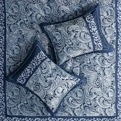 Martha Jacquard Comforter Set Navy - Madison Park 8 Martha Jacquard Comforter Set Navy - Madison Park - Image 8