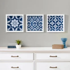 3pc Patterned Tiles Paper Printed With Gel Coat Set Navy - Madison Park -Madison Park Shop GUEST da6d78d9 ef6d 4640 b3ab f18b49e669c5