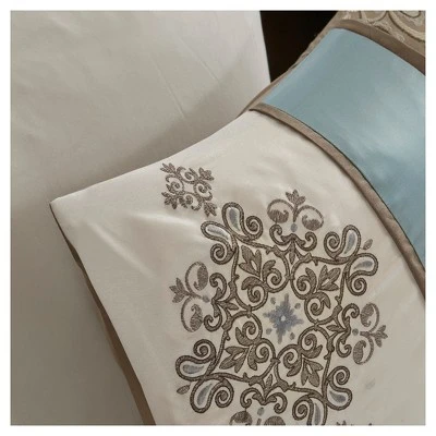 Sharon 7pc Polyester Jacquard Comforter Bedding Set With Bedskirt 5 Sharon 7pc Polyester Jacquard Comforter Bedding Set With Bedskirt - Image 5