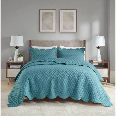 Madison Park 3pc Azariah Scalloped Edge Crinkle Microfiber Quilt Bedding Set 2 Madison Park 3pc Azariah Scalloped Edge Crinkle Microfiber Quilt Bedding Set - Image 2